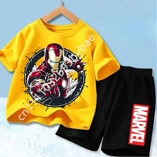 Avengers Iron Man T-shirt voor kinderen - gele set met zwarte short