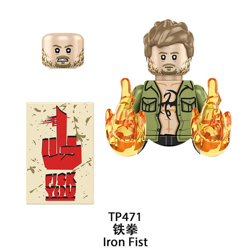 Building Blocks Iron Fist-figuur - Gouden vlammende vuisten