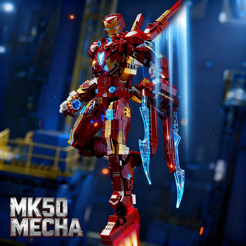 Set de briques de construction Iron Man MK50 Mecha - Lames énergétiques, plus de 1500 pièces