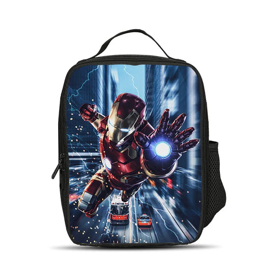 Avengers Iron Man-geïsoleerde lunchtas – stedelijke vlucht met bliksemschichten