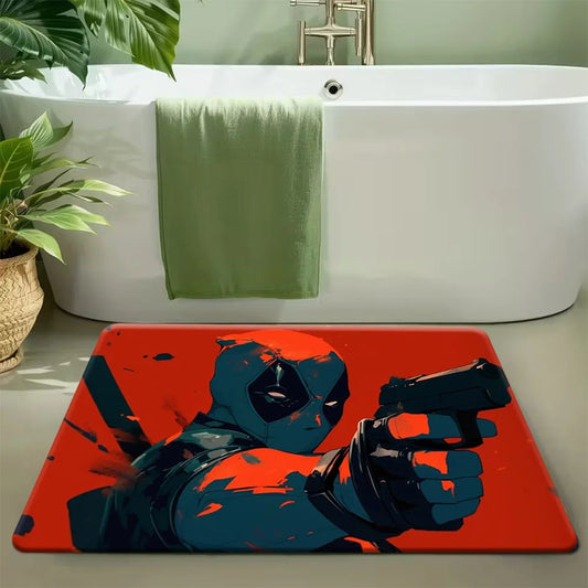 Marvel Deadpool-tapijt - Minimalistisch oranje silhouetontwerp