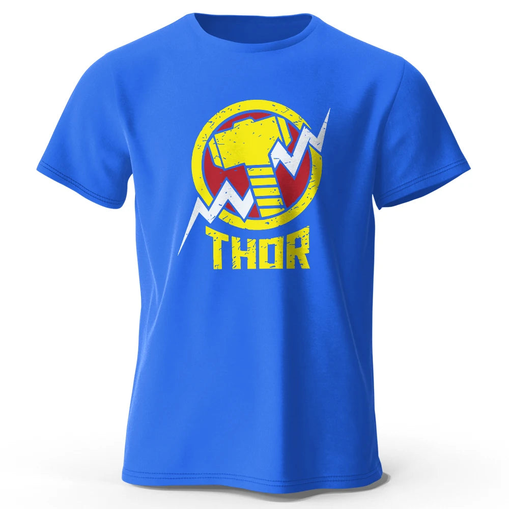 Thor-T-shirt – vintage bliksemschicht-hamerlogo, zwart