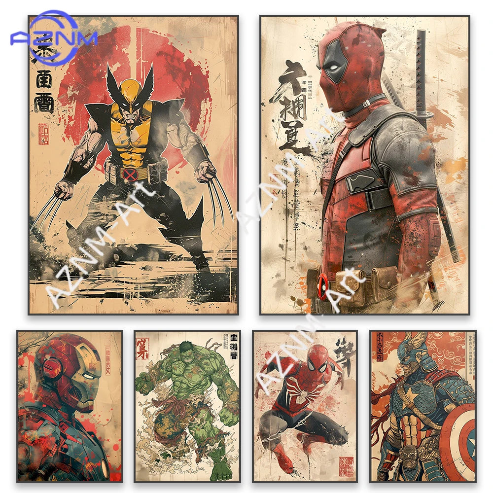 Poster Avengers Wolverine - Vintage Japanse stijl