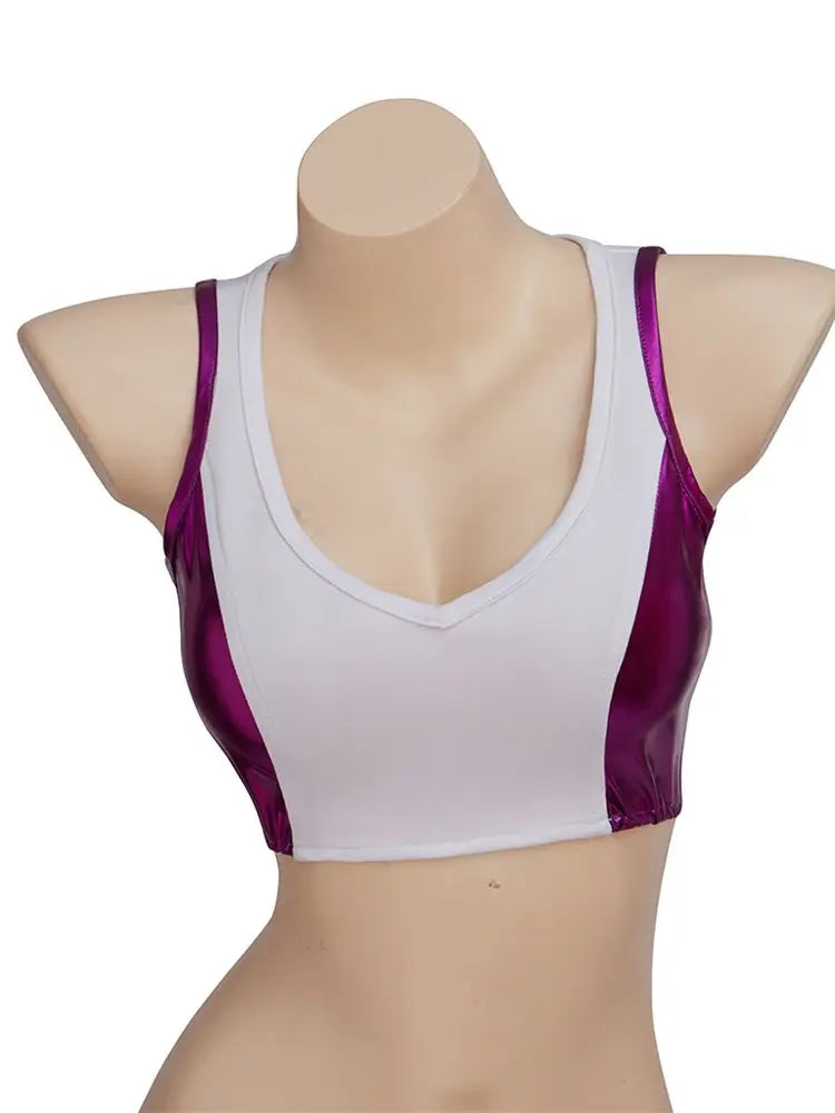 She-Hulk-sportbeha – witte en paarse crop top
