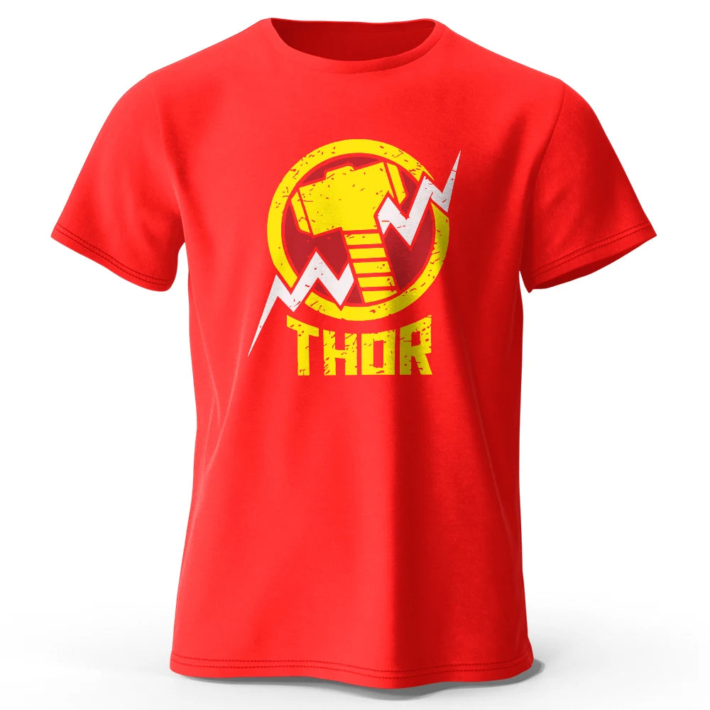 Thor-T-shirt – vintage bliksemschicht-hamerlogo, zwart