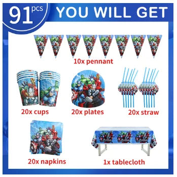 Avengers verjaardagsdecoratie - set met 91 onderdelen