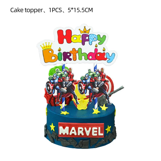 Avengers verjaardagsdecoratie - taartvlaggetje
