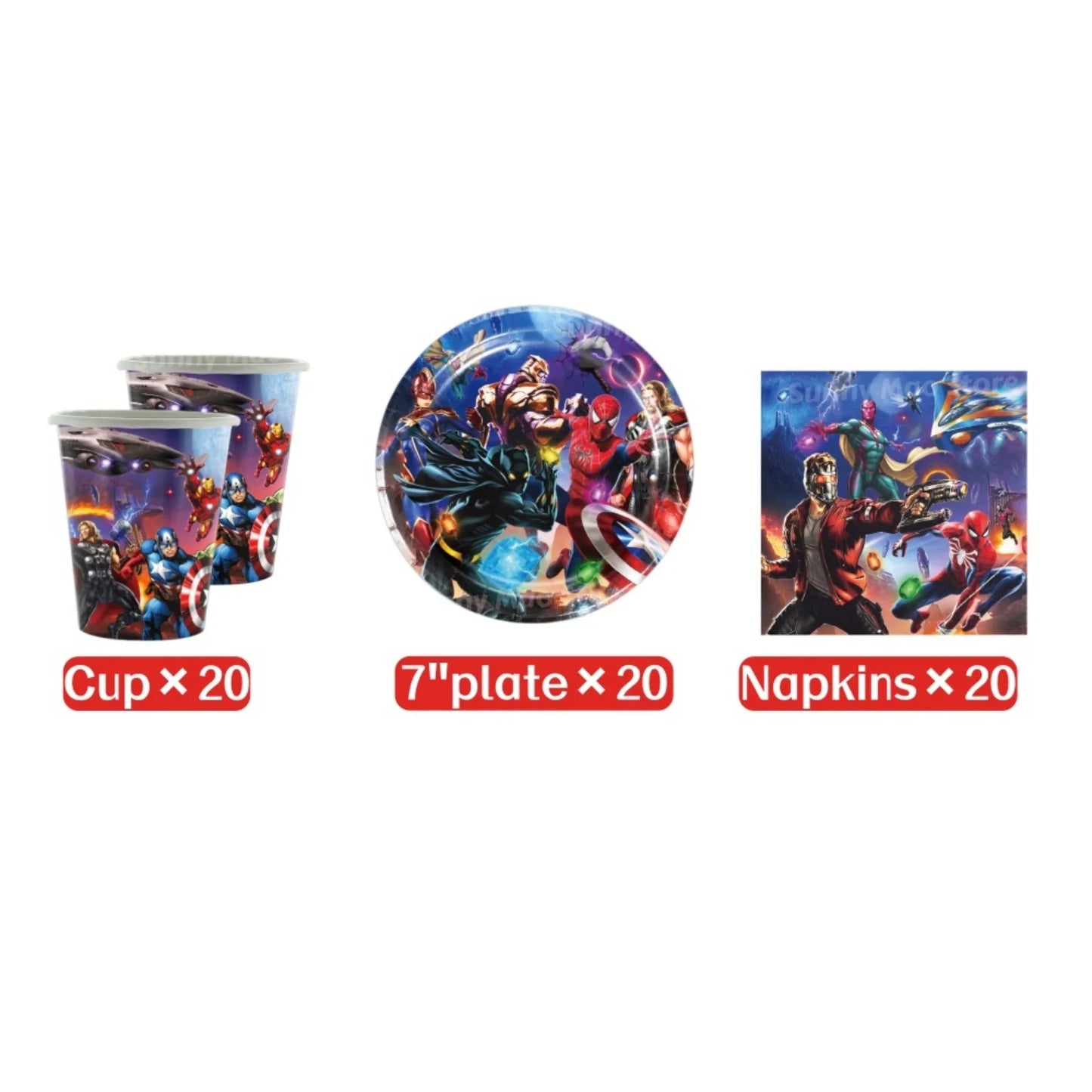 Avengers-verjaardagsdecoratieset - Cijferballonnen Iron Man Spider-Man