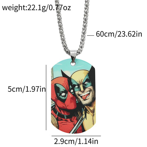 Militaire plaatjesketting Deadpool & Wolverine - Lachende selfie in stripstijl