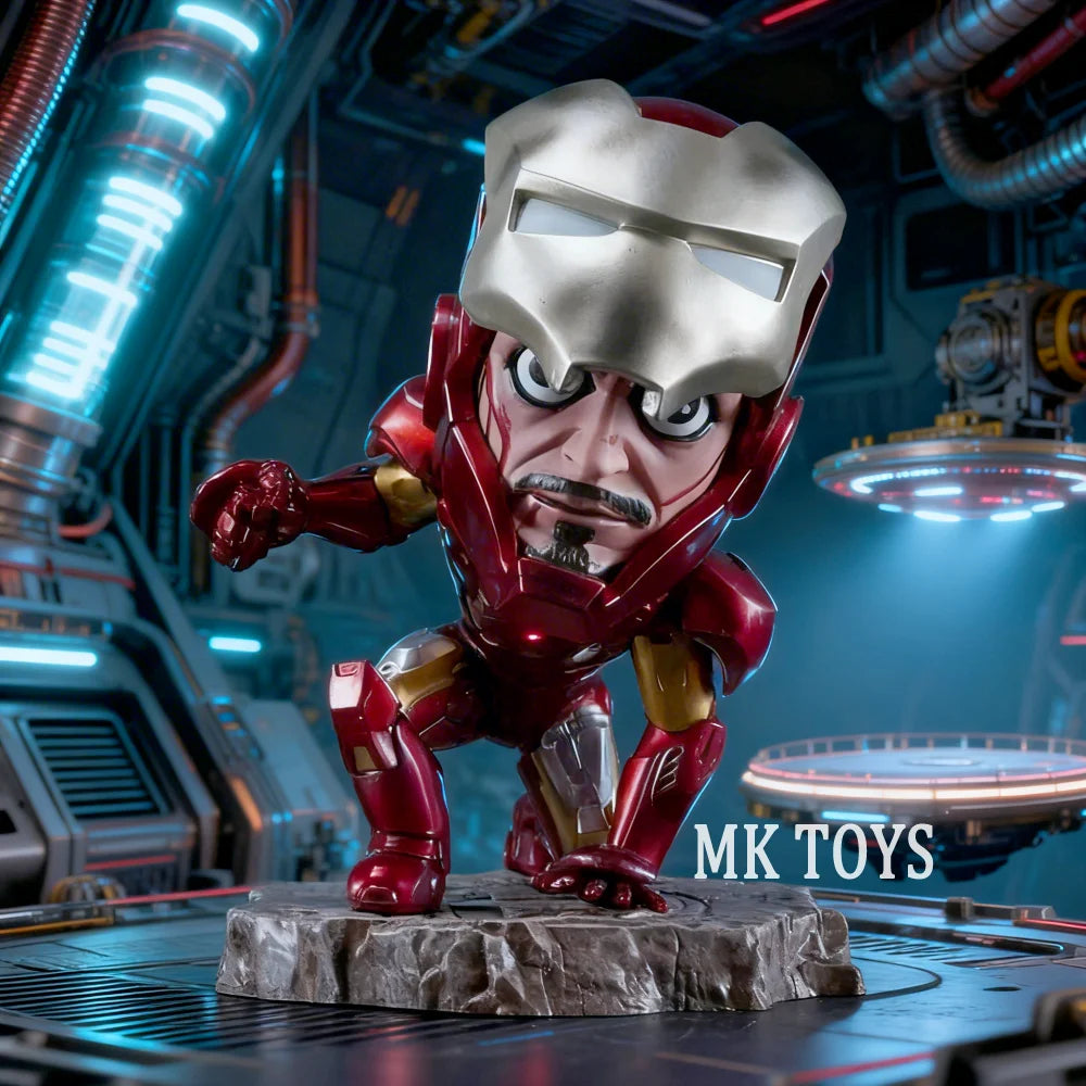 Chibi Iron Man-figuur op één knie - MK Toys, 13 cm
