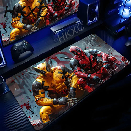 Marvel Deadpool & Wolverine-muismat - duo in verwoeste stad
