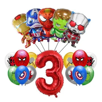 Avengers-verjaardagsdecoratie - Ballon in de vorm van het cijfer 3