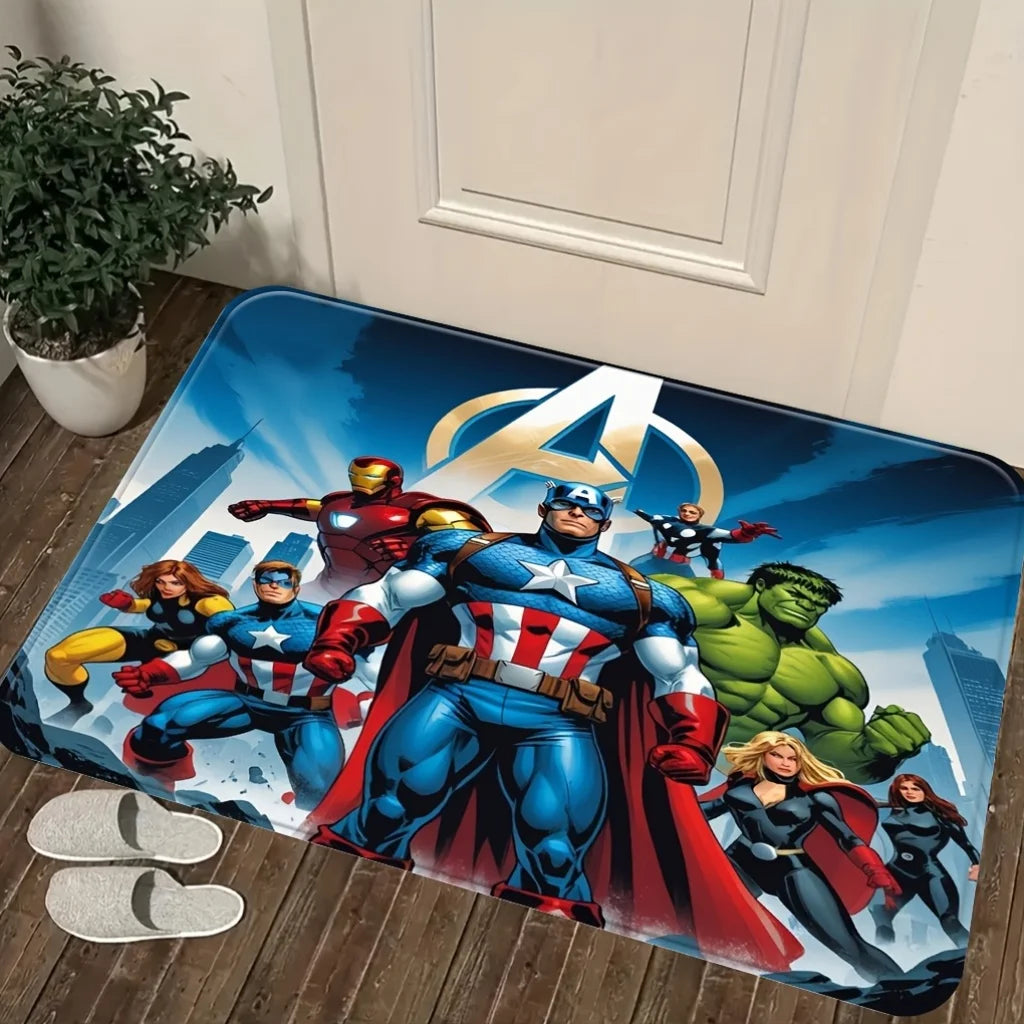 Avengers-mat met heldengroep - Gouden A-logo en stad