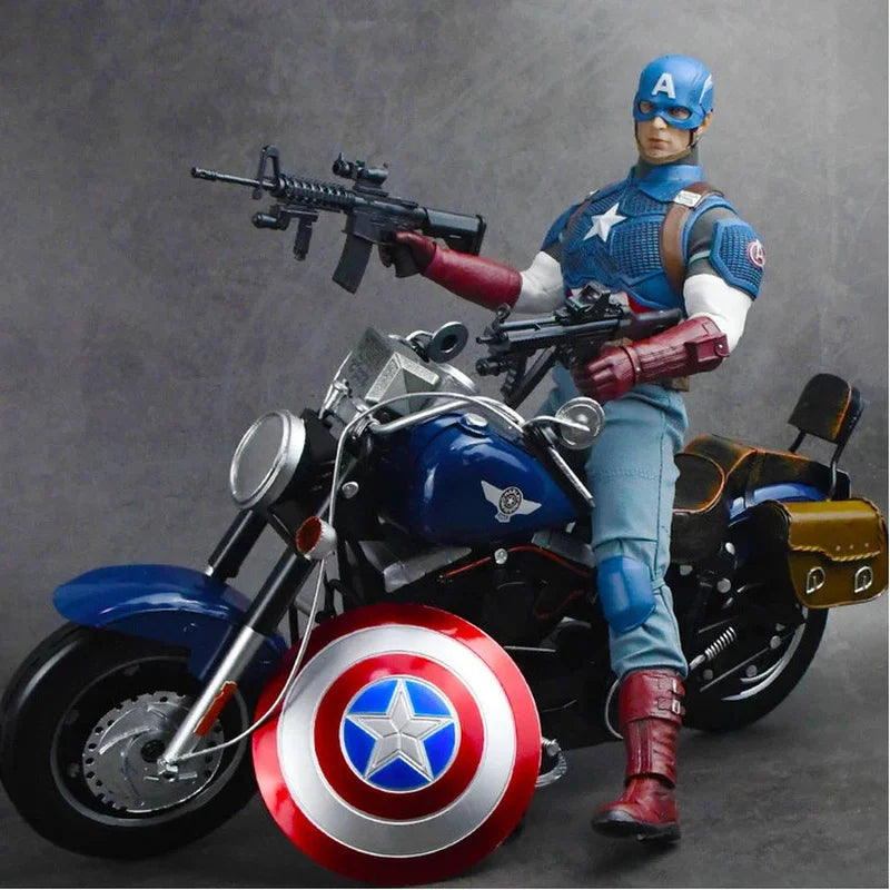 Avengers Captain America-figuur - Beweegbaar, stoffen outfit en hamer