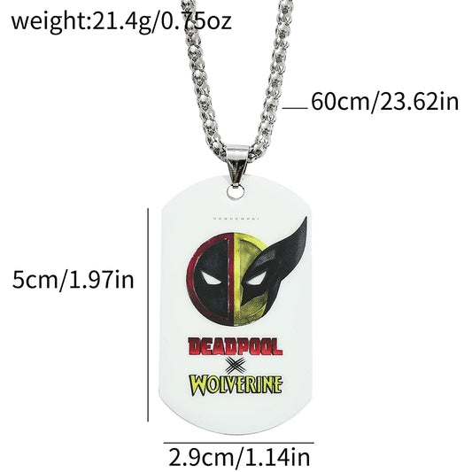 Militaire plaatjesketting Deadpool & Wolverine - Samengevoegde logo's, wit