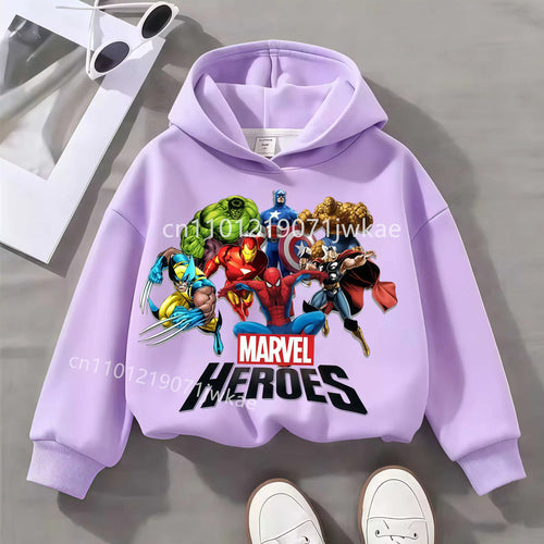 Marvel Heroes-kinderhoodie met groep - lila