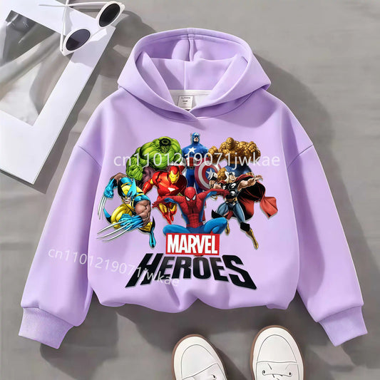 Marvel Heroes-kinderhoodie met groep - lila
