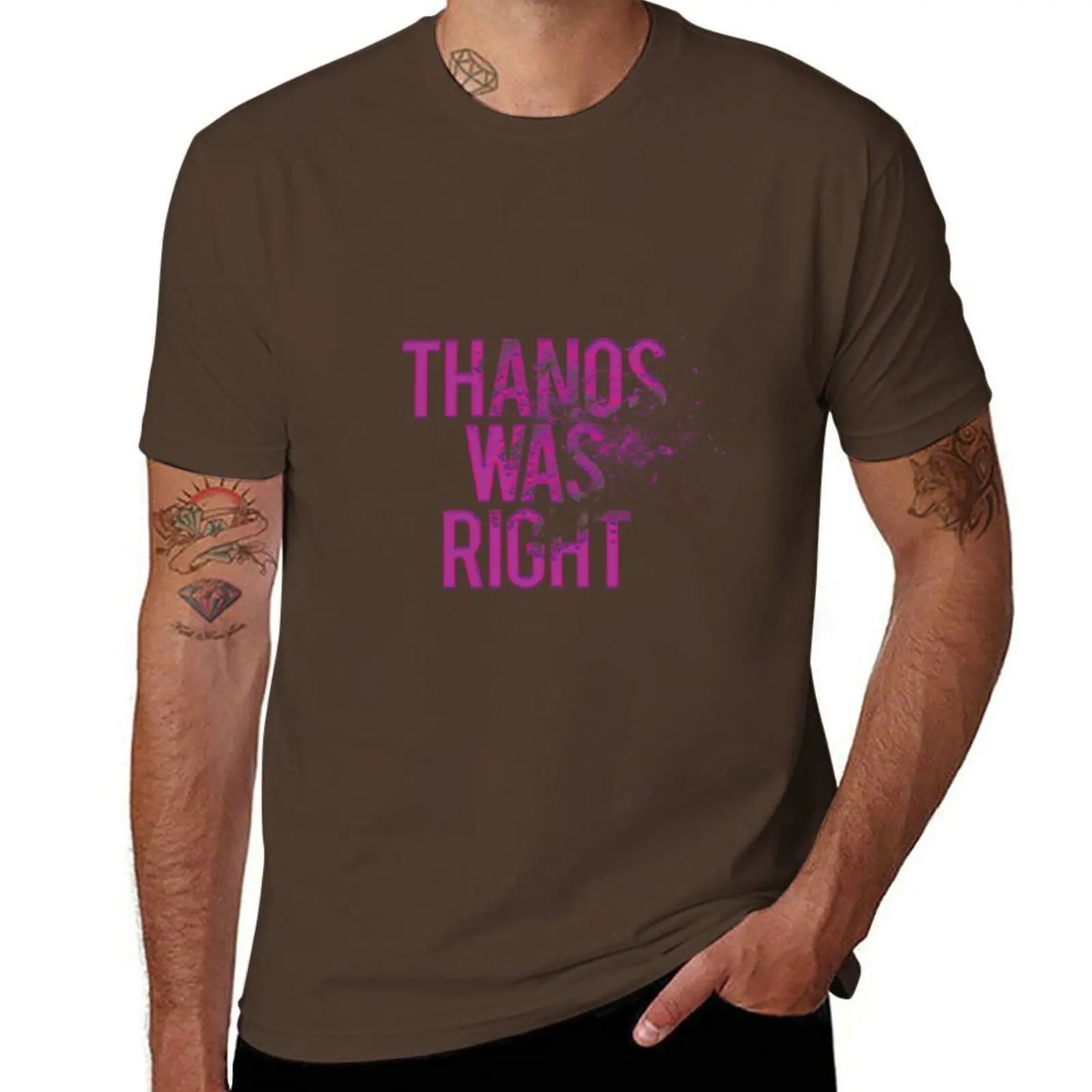 Thanos Was Right T-shirt - Tekst met stoft-effect voor heren