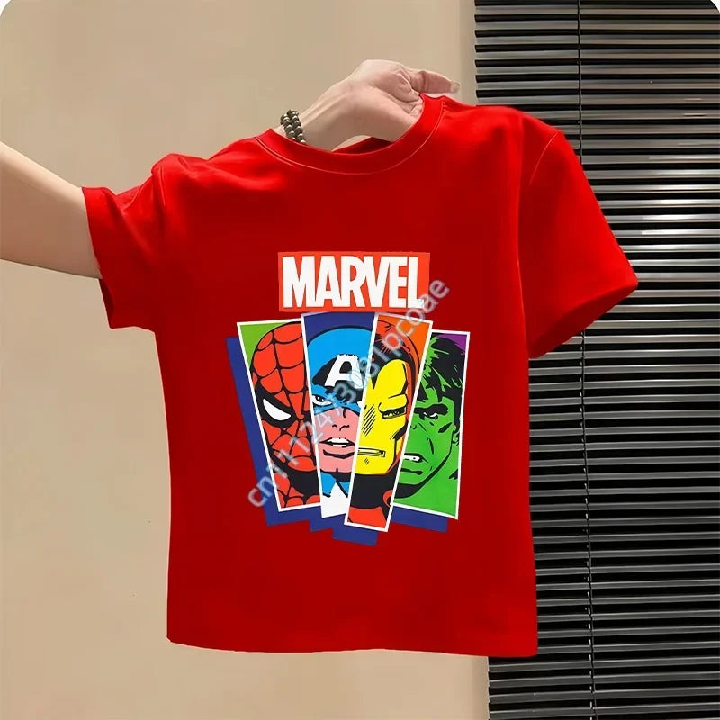 Avengers Marvel T-shirt voor kinderen met portretstrepen - rood
