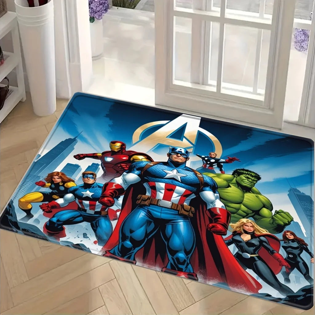 Avengers-mat met heldengroep - Gouden A-logo en stad