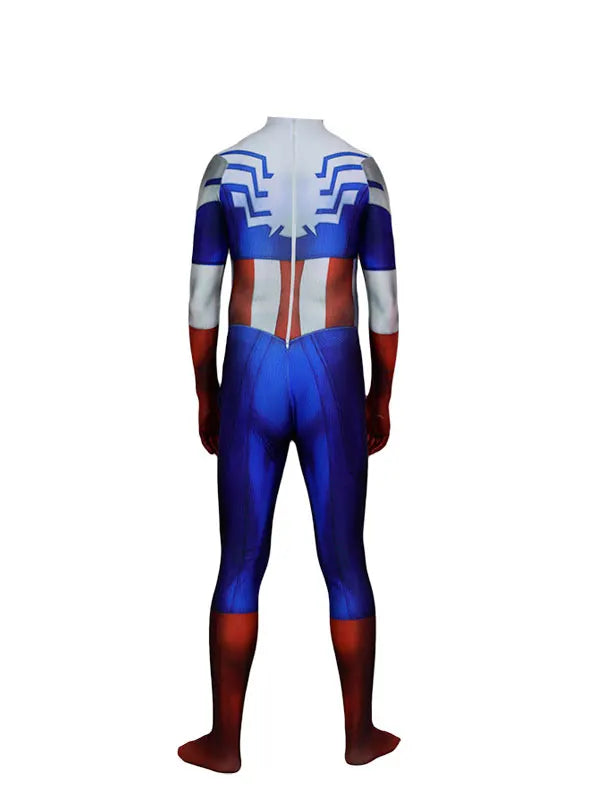 Captain America-kostuum - Blauw-wit-rode jumpsuit met ster