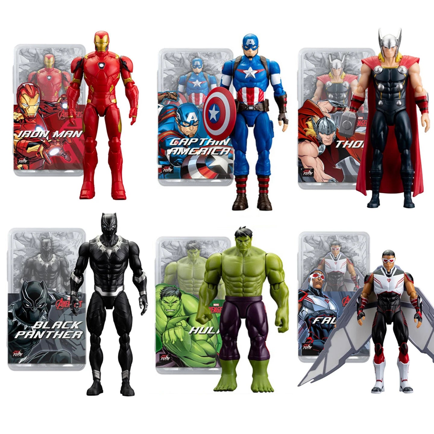 Coffret Avengers - Collection multi-personnages Iron Man Thor Hulk Spider-Man 18 cm