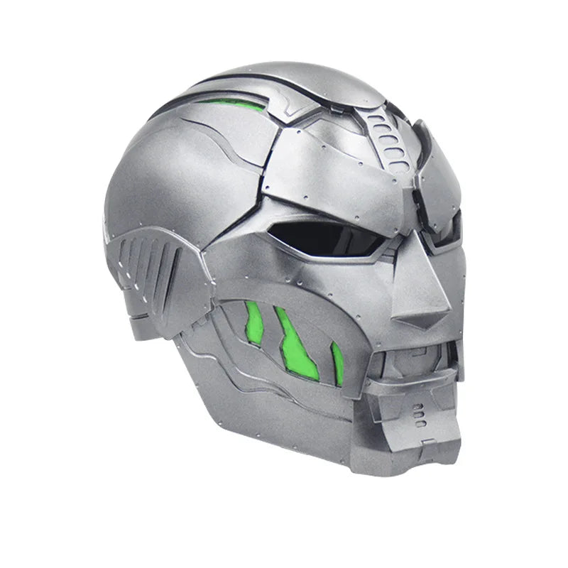 Doctor Doom-masker – metalen zilverkleurige helm met hoekig groen ontwerp