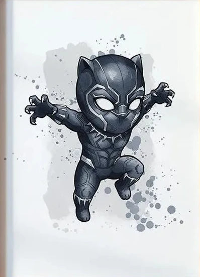 Aquarelposter van Black Panther - Springend met uitgestrekte klauwen