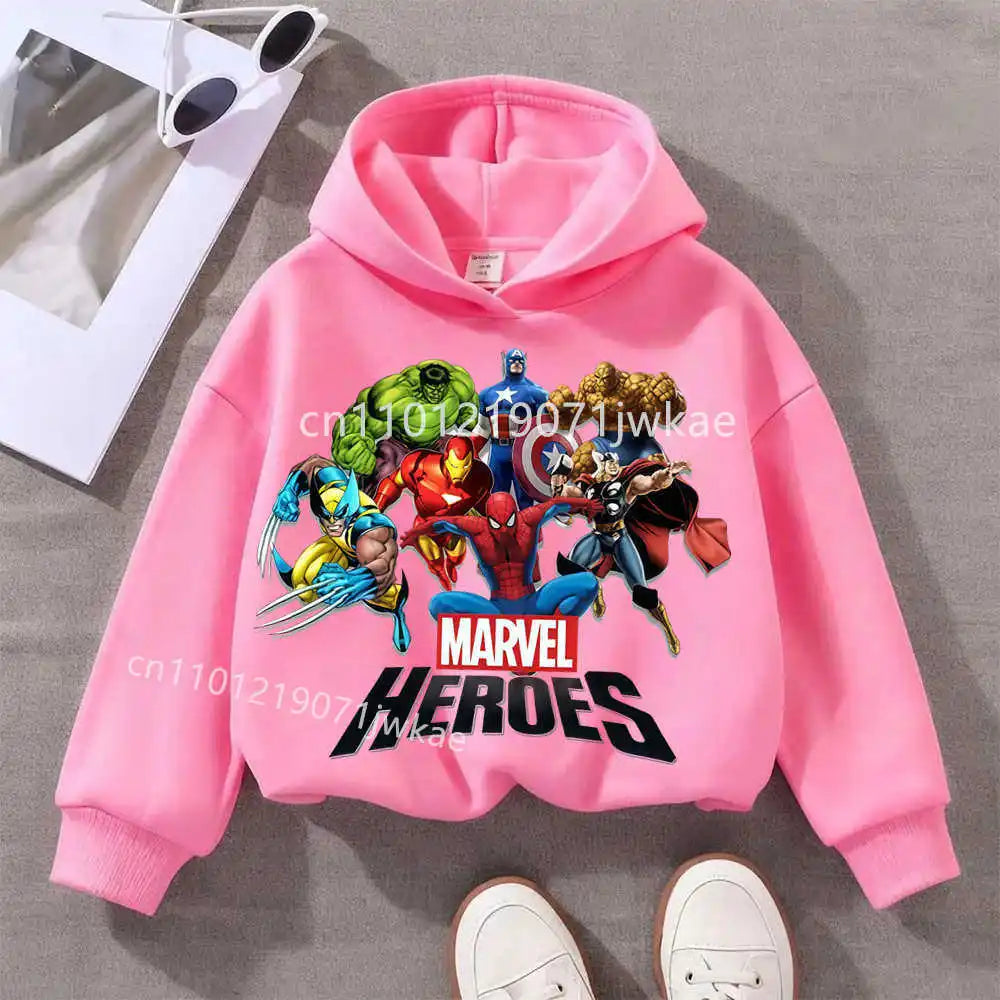 Marvel Heroes-kinderhoodie met groep - roze
