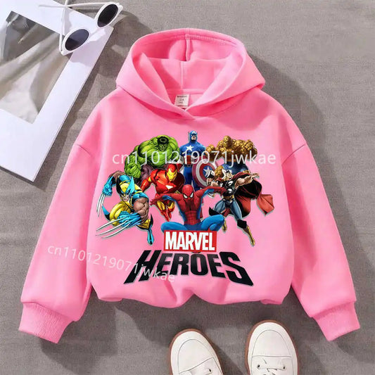 Marvel Heroes-kinderhoodie met groep - roze
