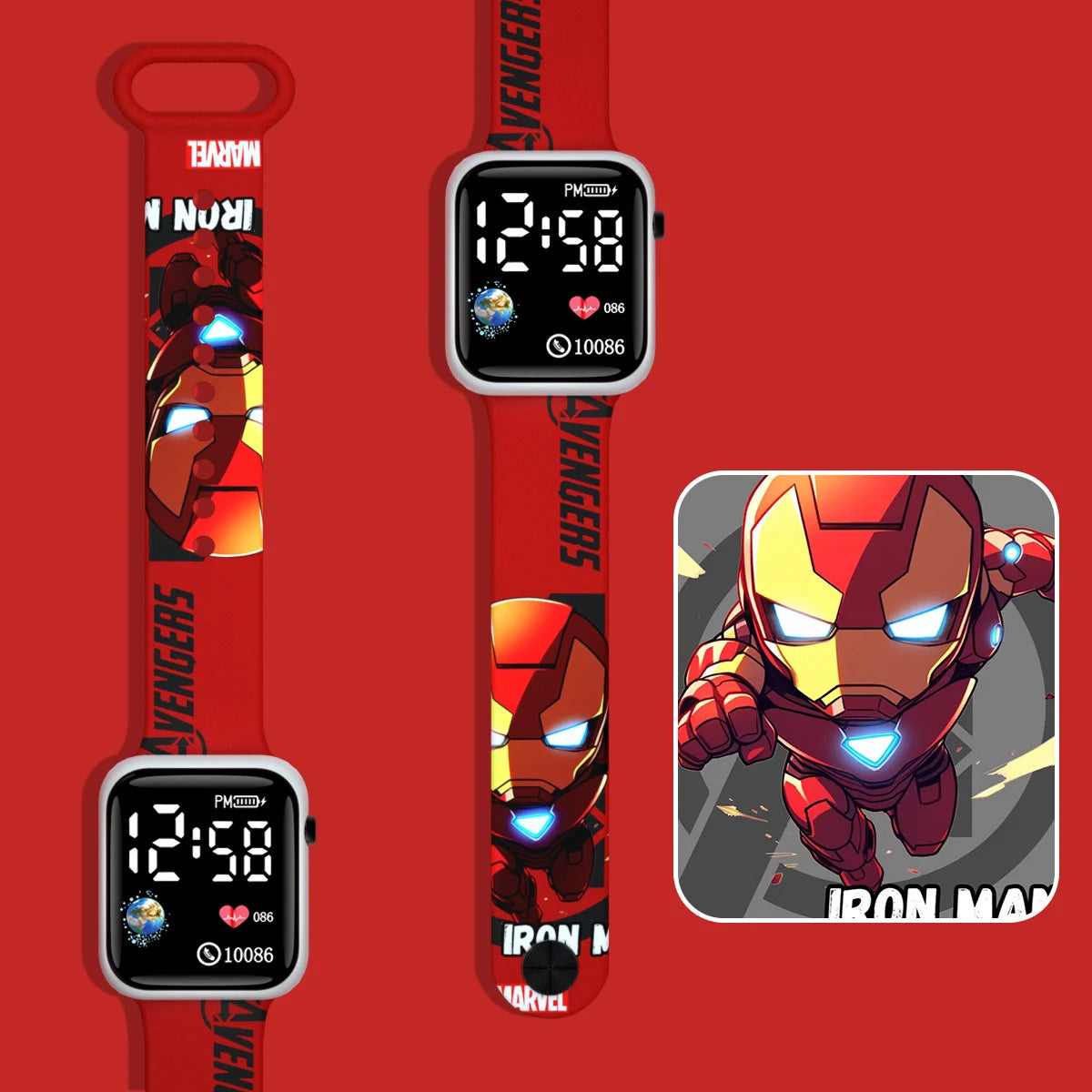 Iron Man-kinderhorloge met led - Rode chibi