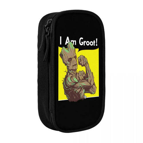 Avengers Baby Groot etui - Gespierde arm in popartstijl op gele achtergrond