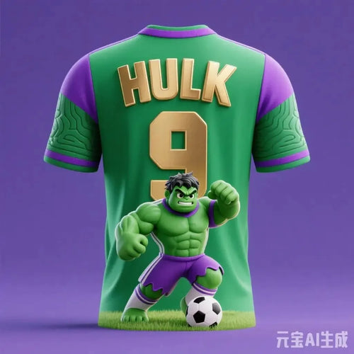 Avengers Hulk-voetbalshirt - paarse achtergrond met gestreepte sokken #9
