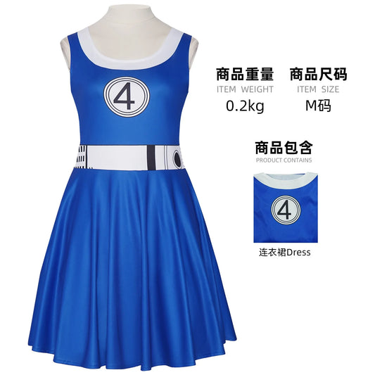 Fantastic Four-kostuum Invisible Woman – blauwe jurk met logo 4