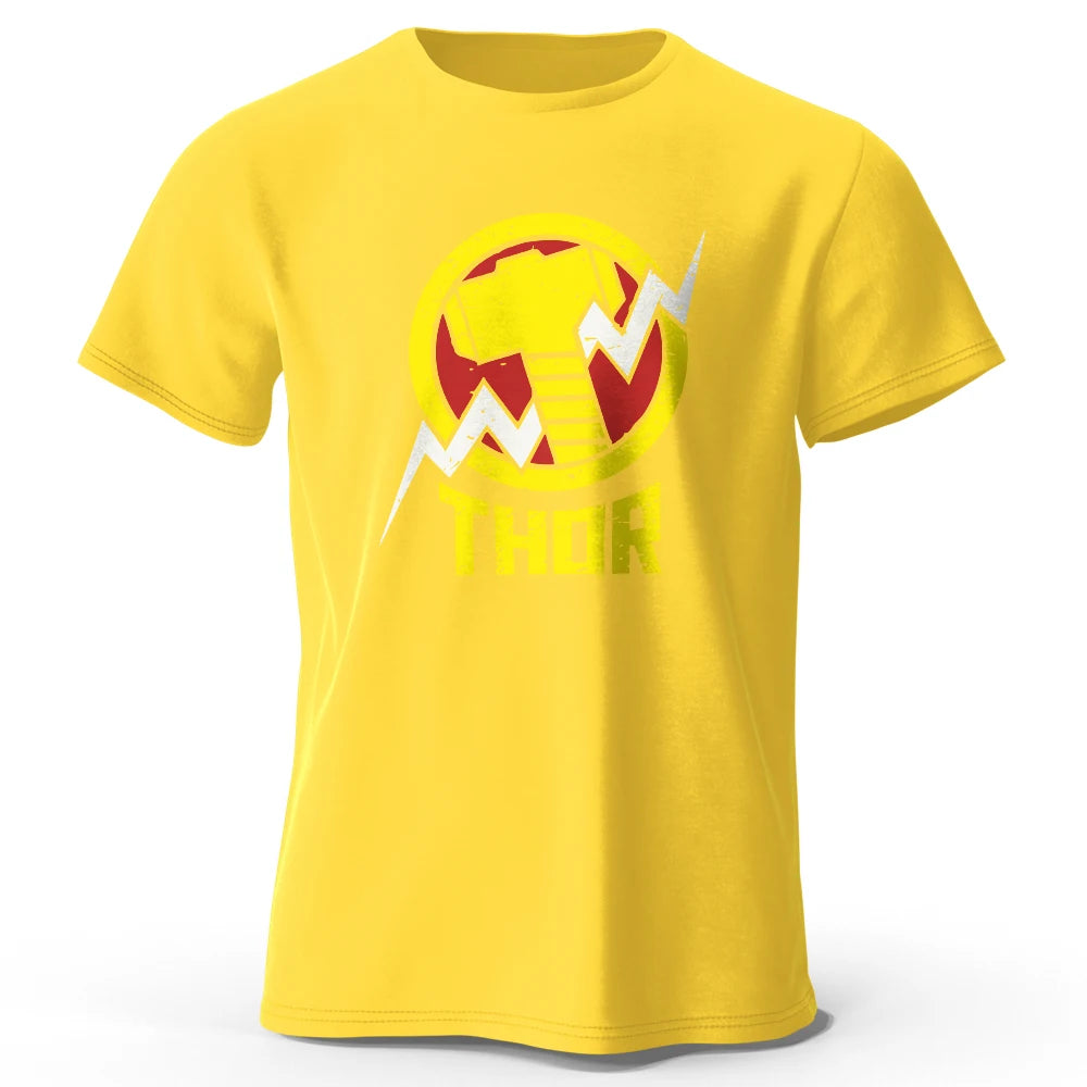 Thor-T-shirt – vintage bliksemschicht-hamerlogo, zwart