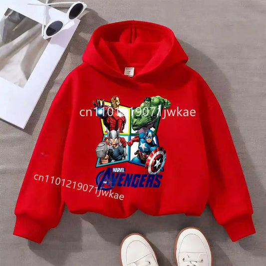 Avengers kinderhoodie met ruit en 4 helden - rood