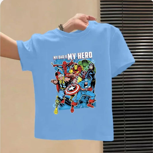 Avengers T-shirt voor kinderen My Dad Is My Hero - hemelsblauw