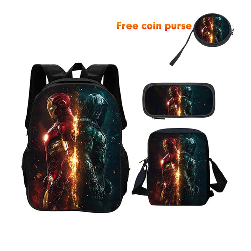 Avengers Iron Man-rugzakset, 3-delig - Silhouet van aangezicht tot aangezicht, donkere achtergrond