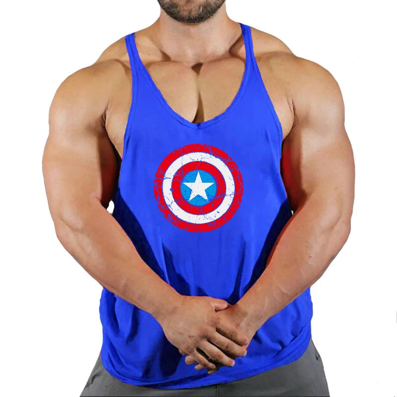 Captain America-fitnesssinglet voor heren - Rood schild