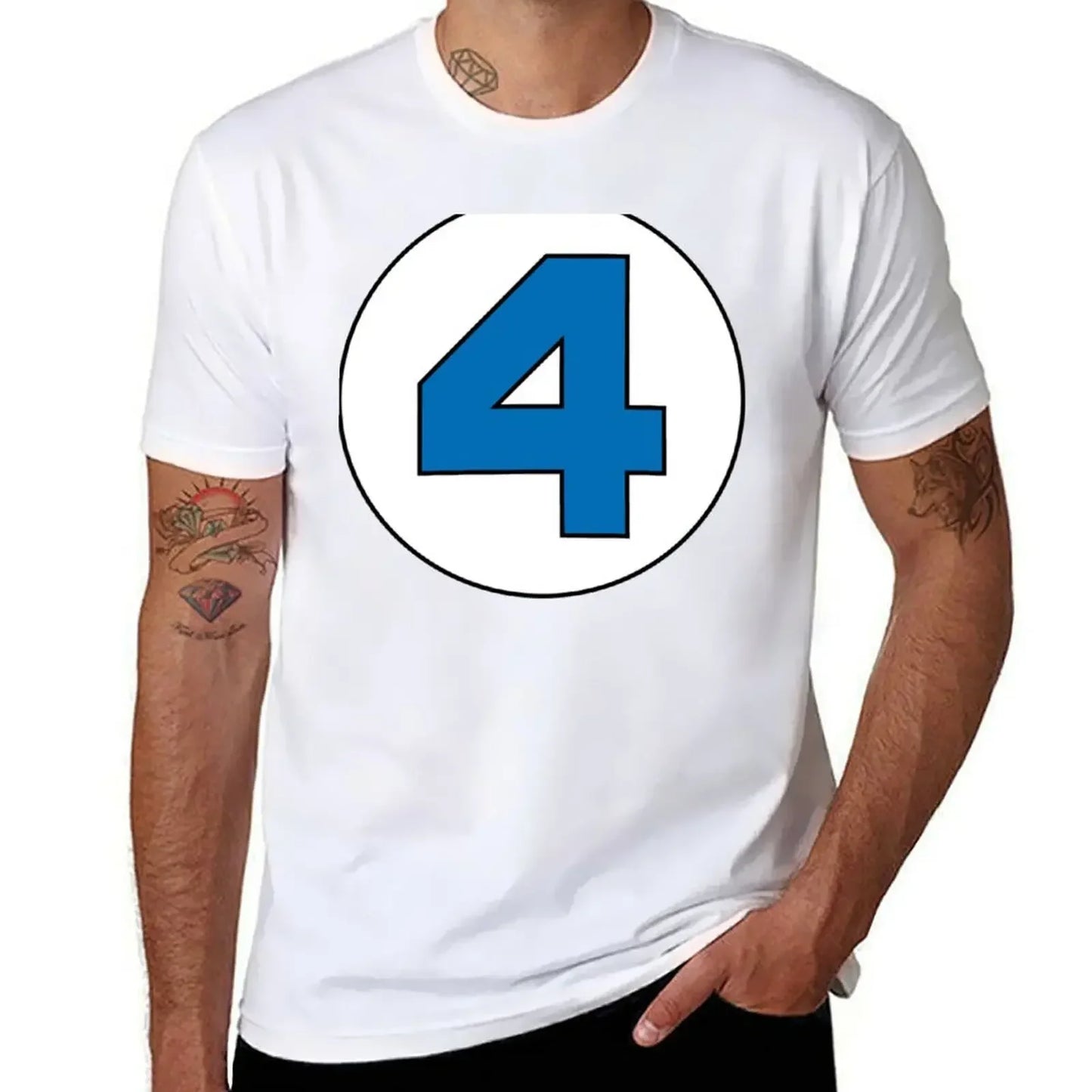 T-shirt The Fantastic 4 - Rond avec logo noir grande taille