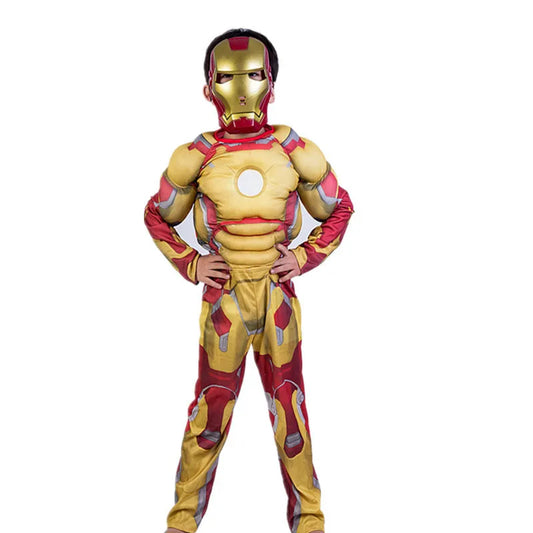 Iron Man-cosplaykostuum voor kinderen - gouden gespierd pak