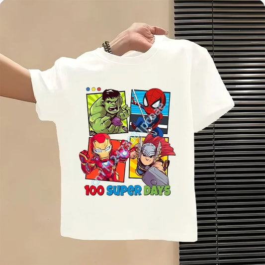 Avengers T-shirt voor kinderen 100 Super Days - wit