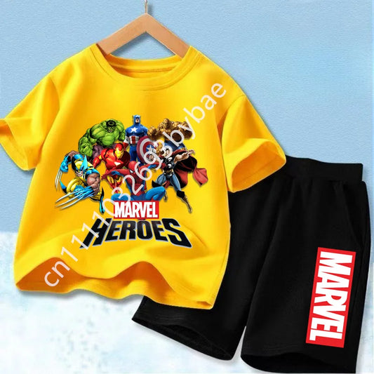 Avengers Marvel Heroes T-shirt voor kinderen - gele groepsset