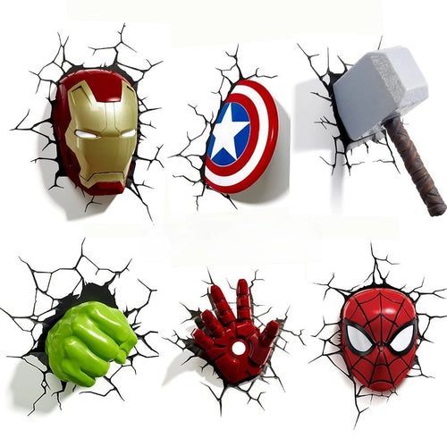 Avengers Iron Man Captain America-stickers - 3D-muurschildering met trompe-l'oeileffect
