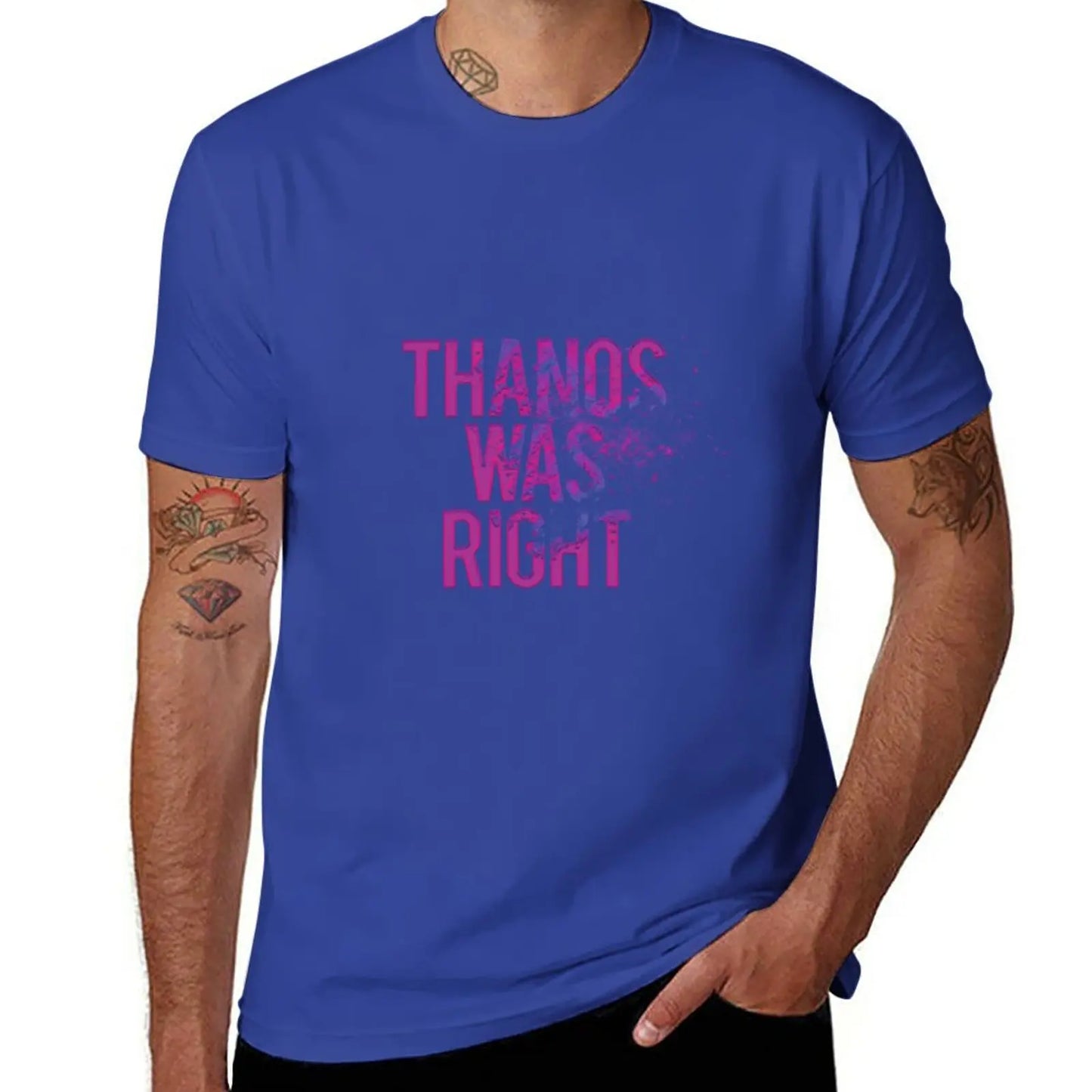 Thanos Was Right T-shirt - Tekst met stoft-effect voor heren