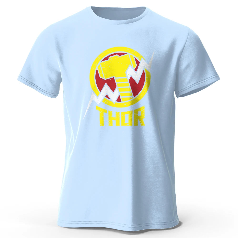 Thor-T-shirt – vintage bliksemschicht-hamerlogo, zwart