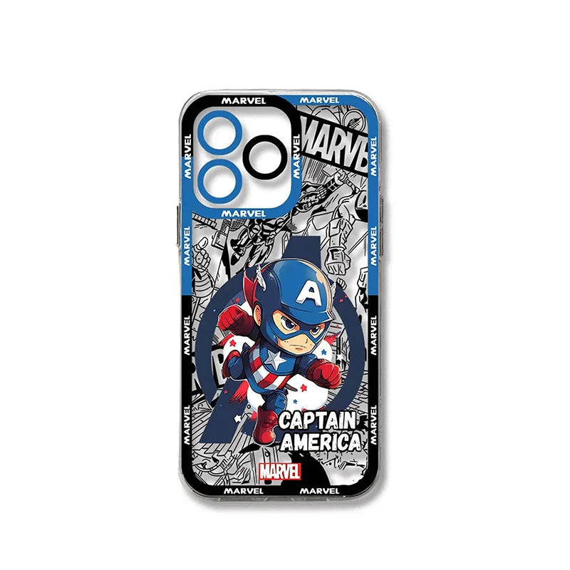Oppo-hoesje Captain America - Marvel-chibi met blauwe stripachtergrond