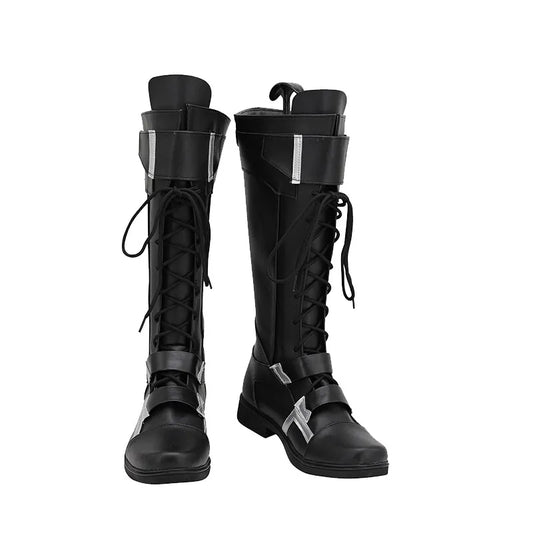 Winter Soldier-laarzen - Zwart en zilverkleurig leer (dames)
