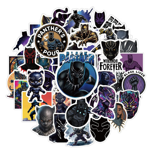 Autocollants Avengers Black Panther - Lot de 50 autocollants en PVC