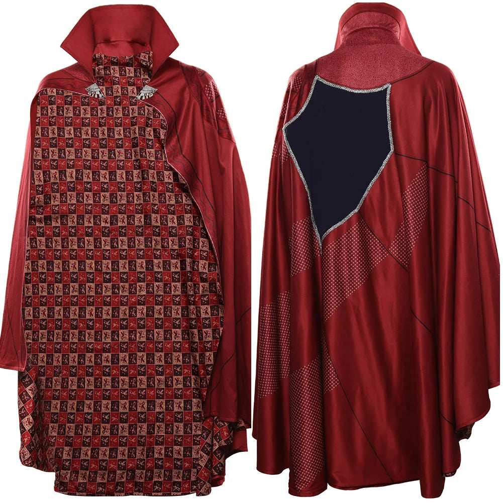 Costume cosplay Doctor Strange Multiverse of Madness - Cape rouge, robe bleue, amulette, adulte